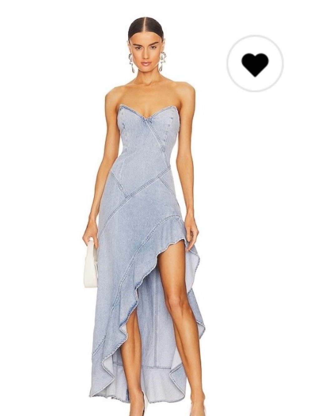 Amanda Uprichard Light Blue Strapless High-Low Denim Dress